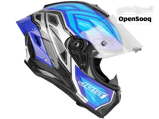 Fiber Just1 J-GPR Carbon Instinct Stylish Helmet Blue Fluo
