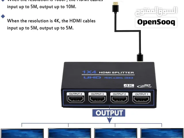 موزّع HDMI 1×4 – مدخل واحد إلى 4 مخارج  HDMI Splitter, 1 in 4 Out HDMI Splitter