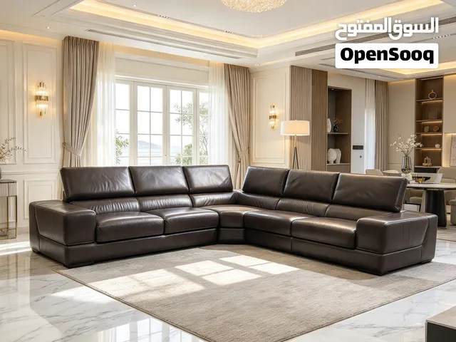 Italian Genuine Leather Brown Sofa
