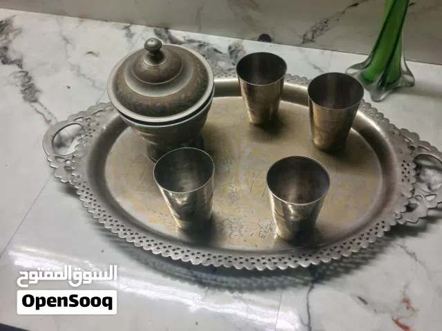 طقم صينيه وكاسات وسكريه نحاس نحاس ثقيل