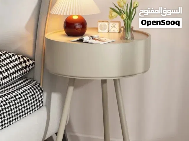 Round End Table with Storage for Living Room, Modern Small Side Table for Small Spaces,Nightstand Be