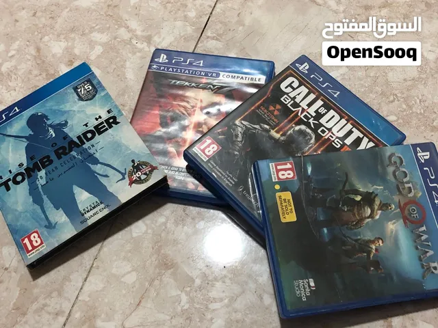 4 PS4 Games Bundle - God of War, Tekken 7, COD BO3, Tomb Raider / ألعاب بلايستيشن 4