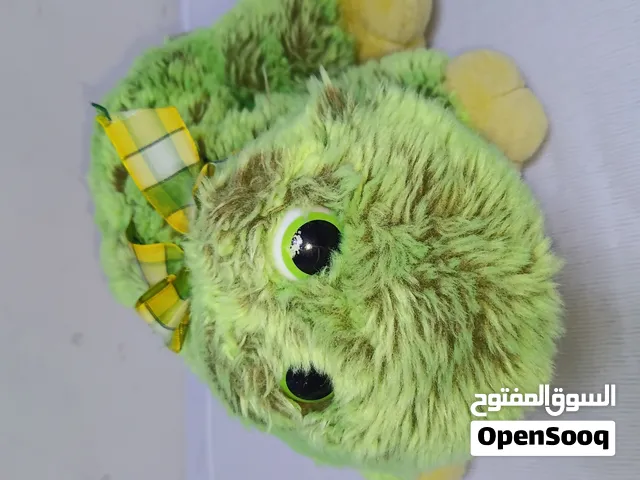 ضفدع أخضر محشوة دمية ناعمة لعبة أقدام صفراء شريط لطيف للجمع