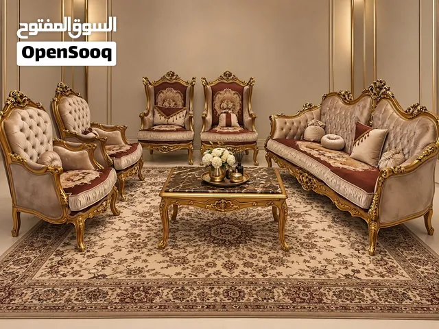 طقم صالون كلاسيك فاخر – خشب زان مذهب – حالة ممتازة