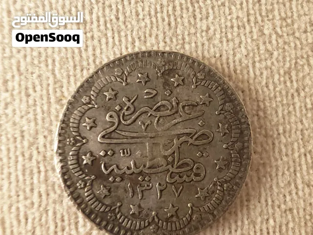عملة عثمانية فضية أصلية – 2 قرش – السلطان محمد الخامس رشاد – 1327هـ / السنة 2