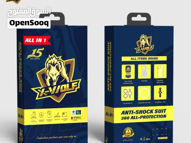 بكج الحماية القوي ضد الصدمات من X-Wolf لجميع موديلات الايفون 15 ضمان سنة