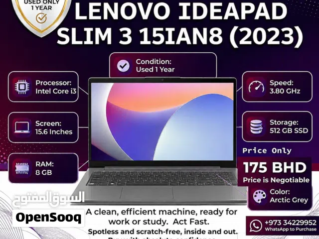 Lenovo IdeaPad Slim 3 15IAN8 i3 8GB 512GB SSD Excellent Condition