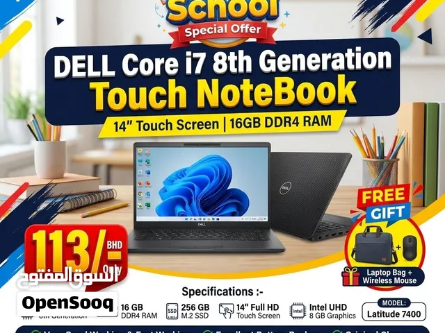 Best Offer DELL Core i7 8th Gen Business Touch Laptop 14 FHD Touch Screen 16GB RAM Free Bag & Mouse