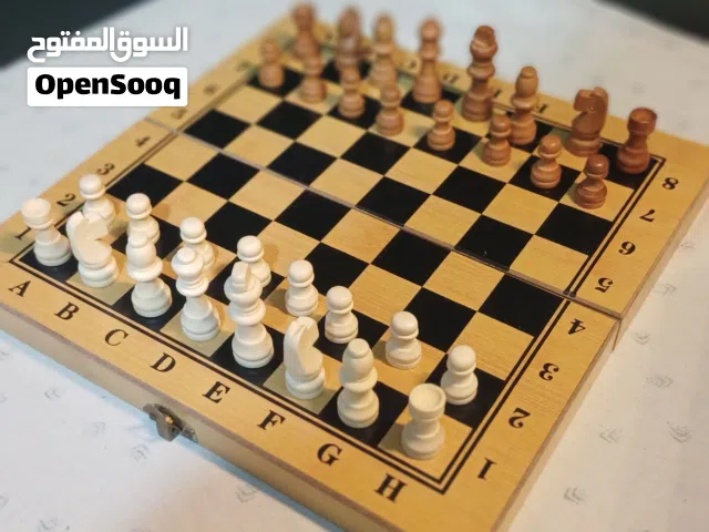3-in-1 Antique Wooden Board Set – Chess Checkers Backgammon مجموعة ألواح خشبية عتيقة 3 في 1 -
