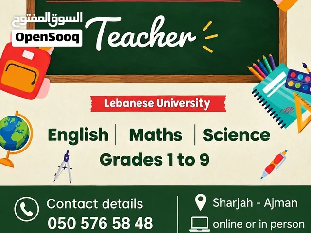 Math English and Science Tution teacher  Graduated from Lebanese university