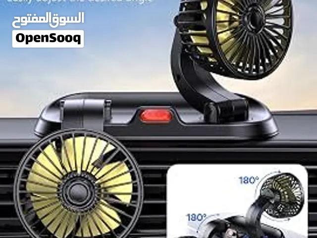مروحة تبريد مزدوجة الرأس للسيارة (تثبت على الدشبول)، وتتميز بالخصائص التالية:تصميم برأسين قابلين