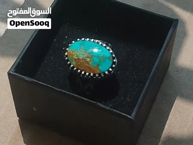 طقم خاتم فيروز نيشابوري ايراني فضة عيار 925 مع مسبحه فيروز