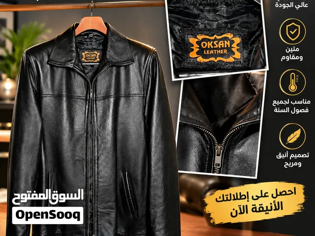 جاكيت جلد أصلي 100% لون أسود قياس L بسعر 40$