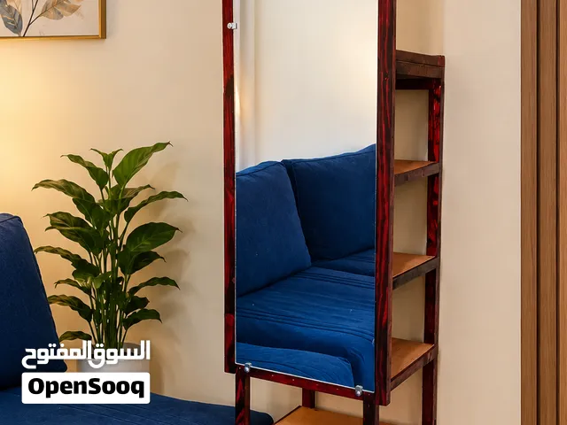 مراية مع رفوف للتخزين متعددة الاستخدام خشب طبيعي كامل بنصف السعر