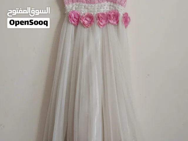 فستان كت مناسبات بناتي أبيض مع ورود ورديه
