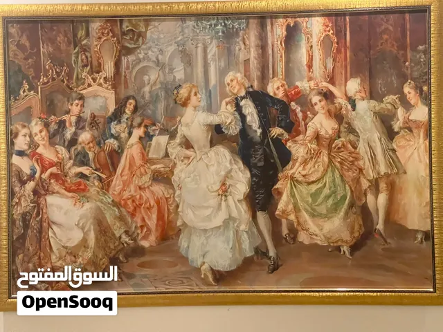 للبيع  لوحه جداريه العصر الفكتوري  قماش مع برواز فاخر ذهبي