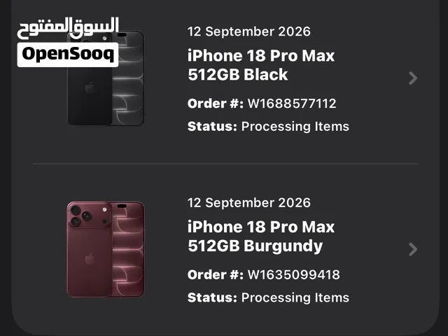 IPHONE 18 PRO MAX 512 GB, Burgundy and Black color, will be received on the 24th !!!!!