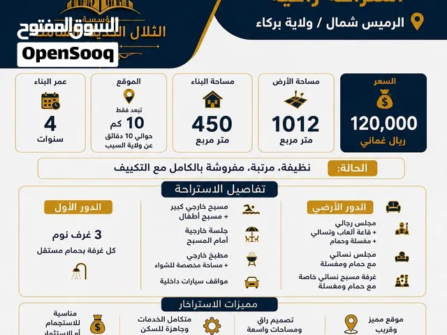 استراحة للبيع في الرميس شمال - ولاية بركاء