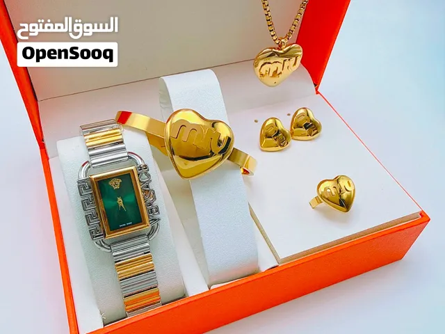 Ladies Luxury Watch & Matching Jewelry Set – Elegant Gold Design