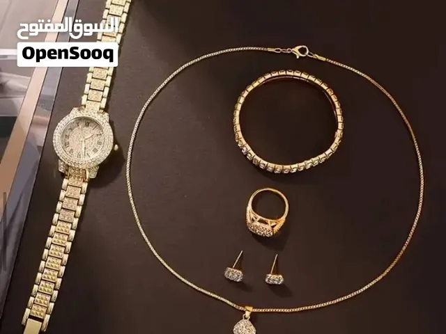 طقم ملكي نسائي فاخر – ساعة فخمة وإكسسوارات متكاملة – جديد – تصميم أنيق وعصري