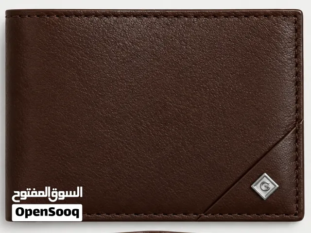 غانت GANT Textured Flap Bi-Fold  leather Wallet Brown Color..