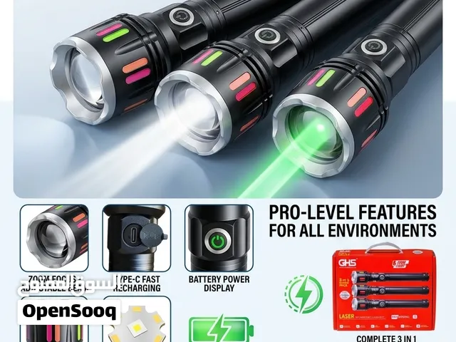 ULTIMATE 3-IN-1 RECHARGEABLE LASER FLASHLIGHT COMBO