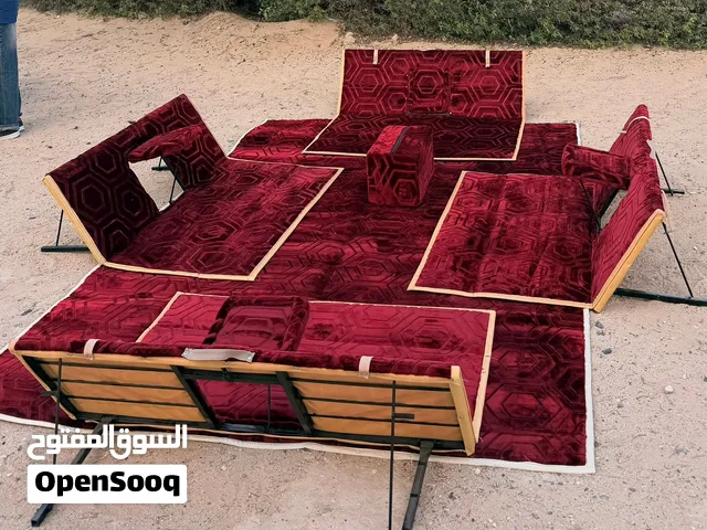 Camping floor carpet folding mat with 4 folding chairs and 2 pillows, along with carry bag for chair