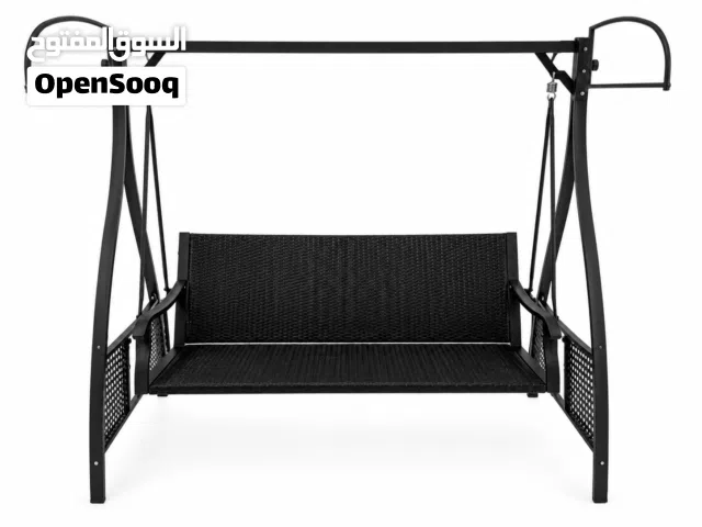 Black Rattan Garden Swing Bench / أرجوح. حديقة .خيزران أسود...