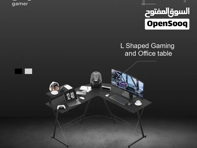 طاوله بتصميم حرف L باللون الأسود بأقل سعر