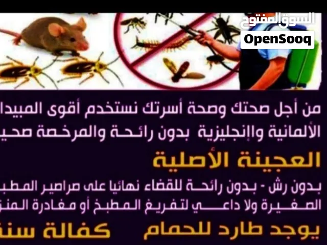 مكافحه جميع انواع الحشرات الصراصير المطعم الصالونات النساء