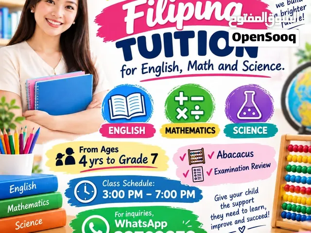 Filipina Tuition Available !!! From 4 yrs to Grade 7. Whatsapp direct for more details
