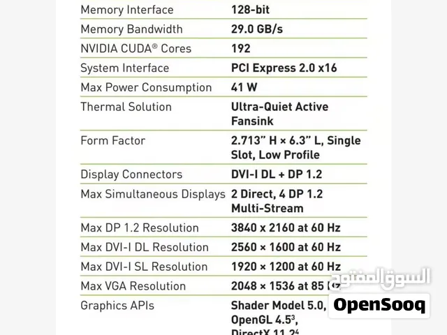 كرت NVIDIA Quadro K620 سعر 17ریال فرصة الوصف مهم