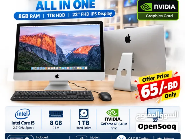 APPLE IMAC Core i5 All in One 22 Full HD Display 8GB RAM 1TB HDD NVidia Graphics Card Ready To Use