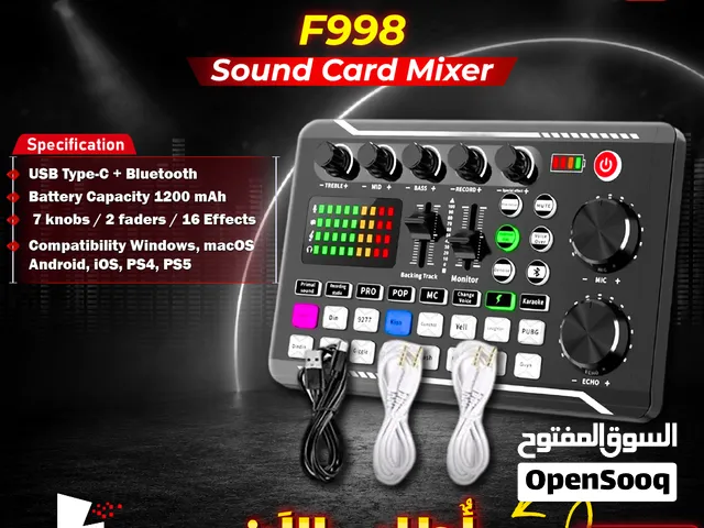 إكسسوارات صوت / ميكسر صوتيات F998 Live Sound Card Audio Mixer – Podcast & Live Streaming