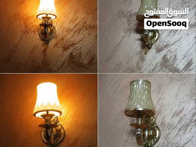 ثريات جدارية العدد 4 مع مصابيح لون اصفر فاتح