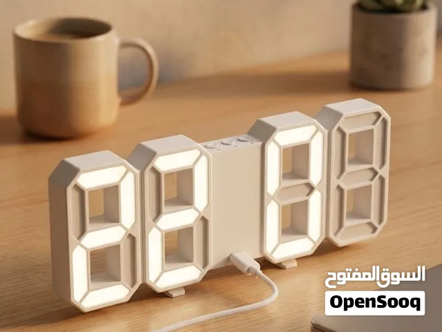 ساعة مكتبية 3D LED موديل حديث - إضاءة مميزة وشكل عصري ساعة و ضوء و تحكم و قياس حرارة و موعد تاريخي