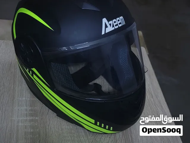 خوذة azem DOT فك كامل قلاب مقلم فسفوري ليلمحك السواق ليلاً جديدة فقط مفتوحة من العلبة  نظيفة 100%