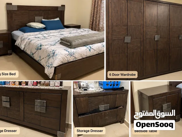 Complete King Size Bedroom Set for Sale – 6-Door Wardrobe + Dressers + Bedside Tables