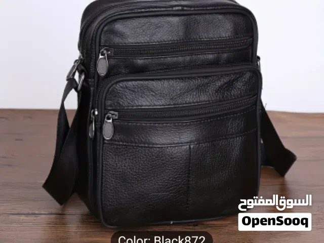 شنطة جلد طبيعي لون اسود