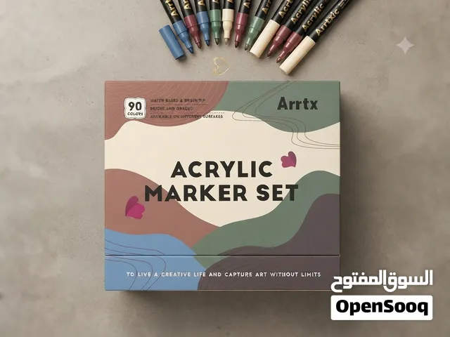 أقلام تلوين أكريليك Arrtx احترافية (90 لوناً) – لرسم إبداعي بلا حدود على جميع الأسطح