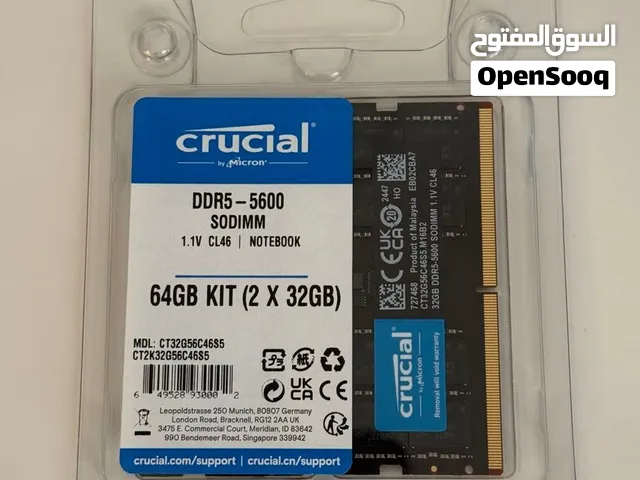 crucial 64GB (2×32GB) DDR5 5600 رامات لابتوب او ميني بيسي