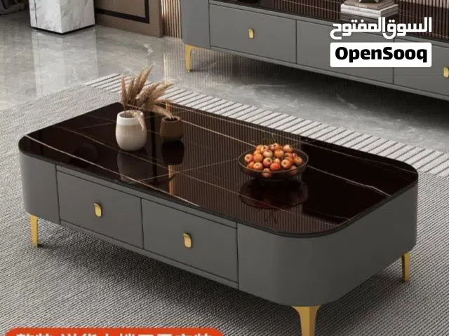 Modern Stone Coffee Table with Drawers Living Room Cocktail Table Rectangular Accent Center Sofa Ta