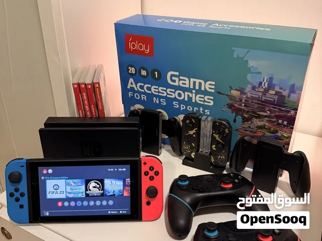 Complete Nintendo Switch V2 Bundle 4 Games + 4 Controllers + Case