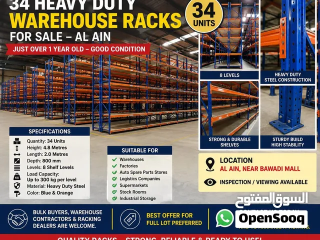 34 heavy-duty warehouse racks/INDUSTRIAL SHELVING FOR SALE-al ain
