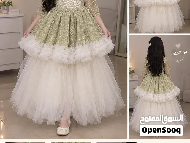 فستان أطفال أنيق ذهبي لامع طويل للحفلات والمناسبات – عمر 10 سنوات وفوق