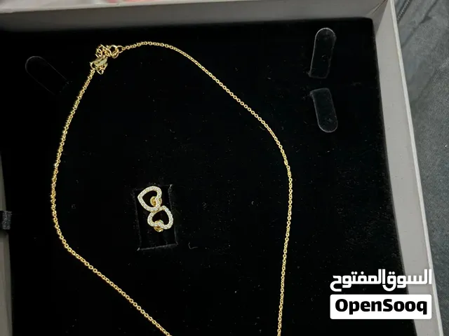 Brand New CLEOR Gold-Plated Interlocking Heart Necklace & Earring Set
