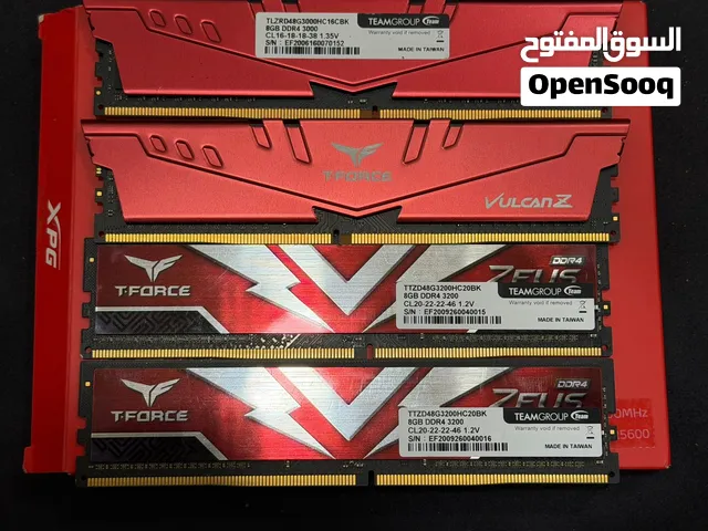 للبيع رامات الجيل الرابع T.FORCE  السعر 55 دينار للاربع الرامات 32 جي بي  رقم التواصل
