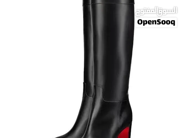 Christian Louboutin Loo Botta Alta black calf leather platform knee-high boots
