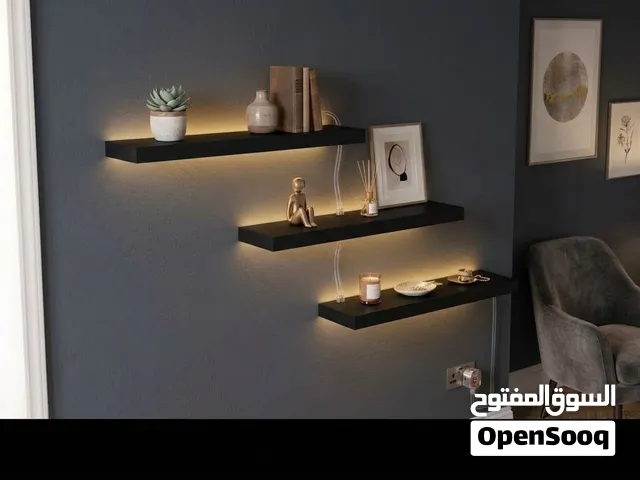 ارفف مضيئه خشبيه تريند الاماكن الفخمه الخامه ام دى اف  الاضاءه ليد بروفايل ورم  دعامات التثبيت