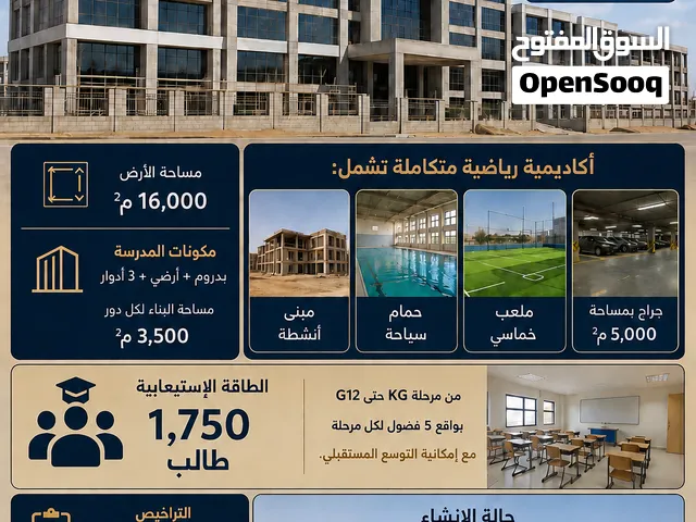 للبيع – مدرسة دولية تحت الإنشاء